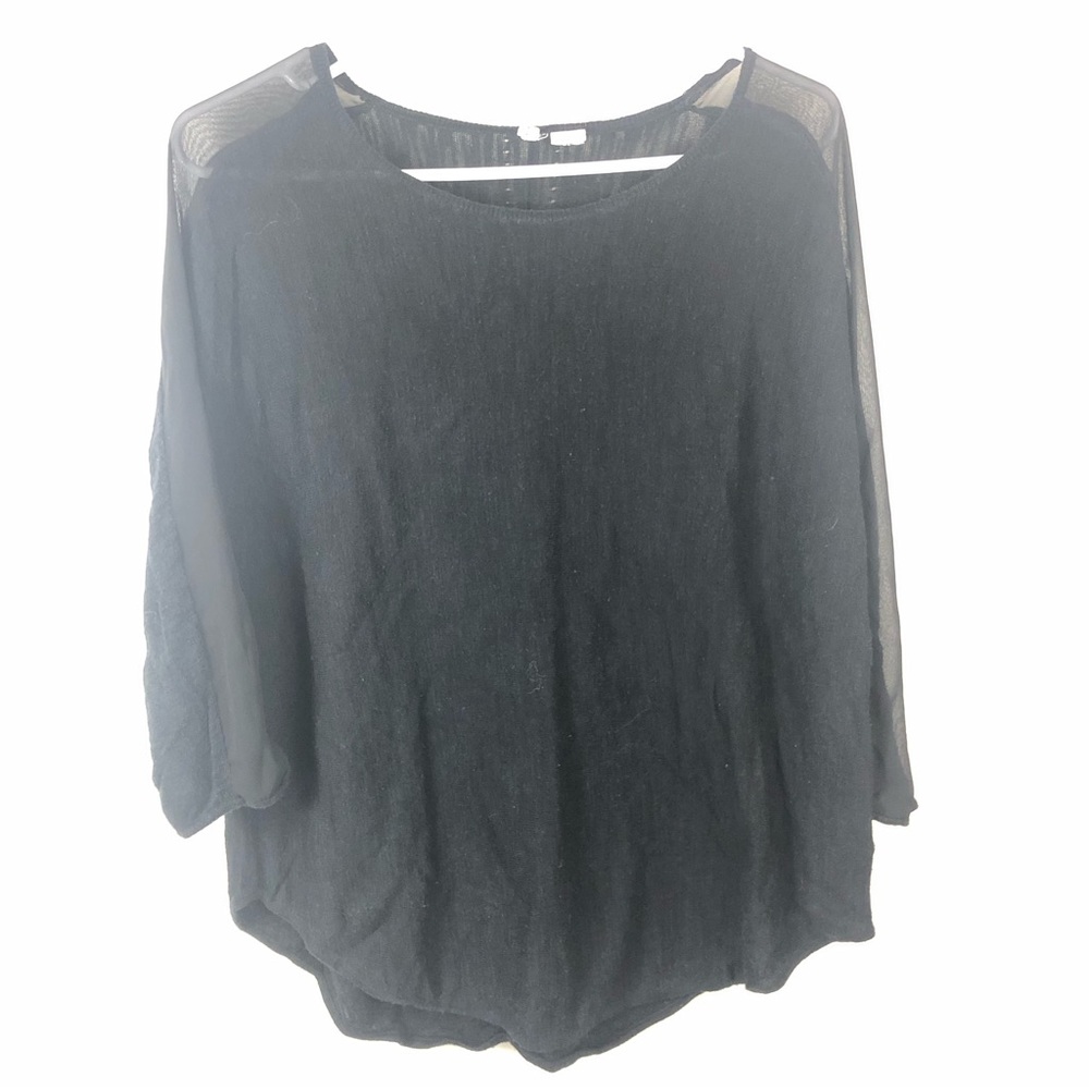 Moth X Anthropologie Lightweight Knit Black Sheer Top Size Medium